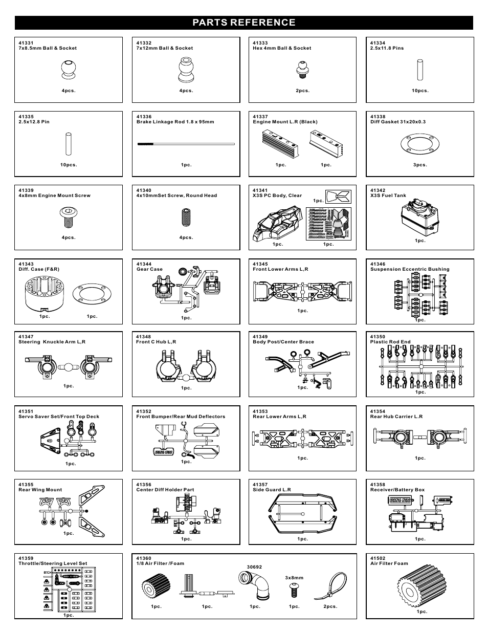 Parts reference | OFNA Racing X3 Sabre User Manual | Page 8 / 54