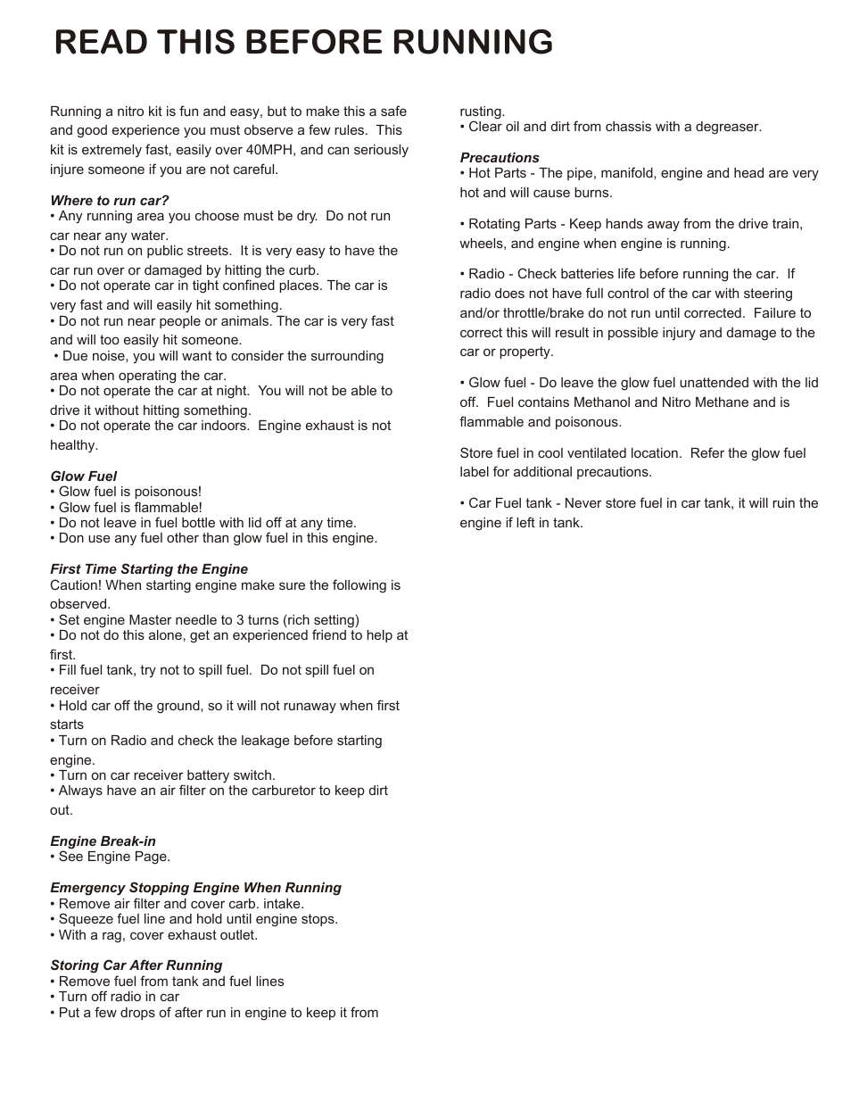 Read this before running, Required for operation | OFNA Racing Z-10 User Manual | Page 3 / 6