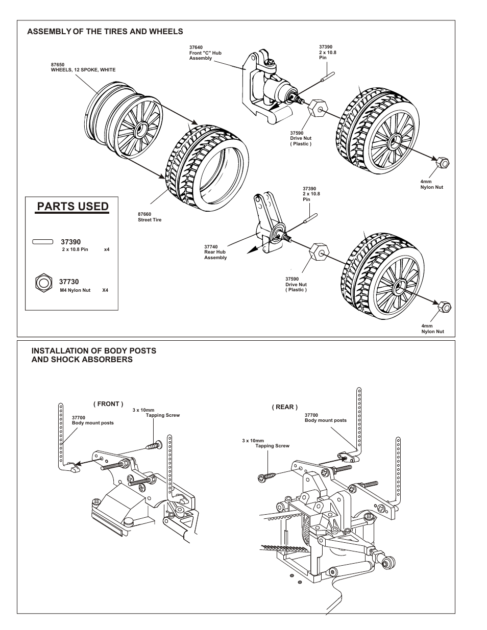 Parts used, Installation of the receiver battery, Ab c checking engine throttle | Ab c | OFNA Racing Z-10 User Manual | Page 5 / 6
