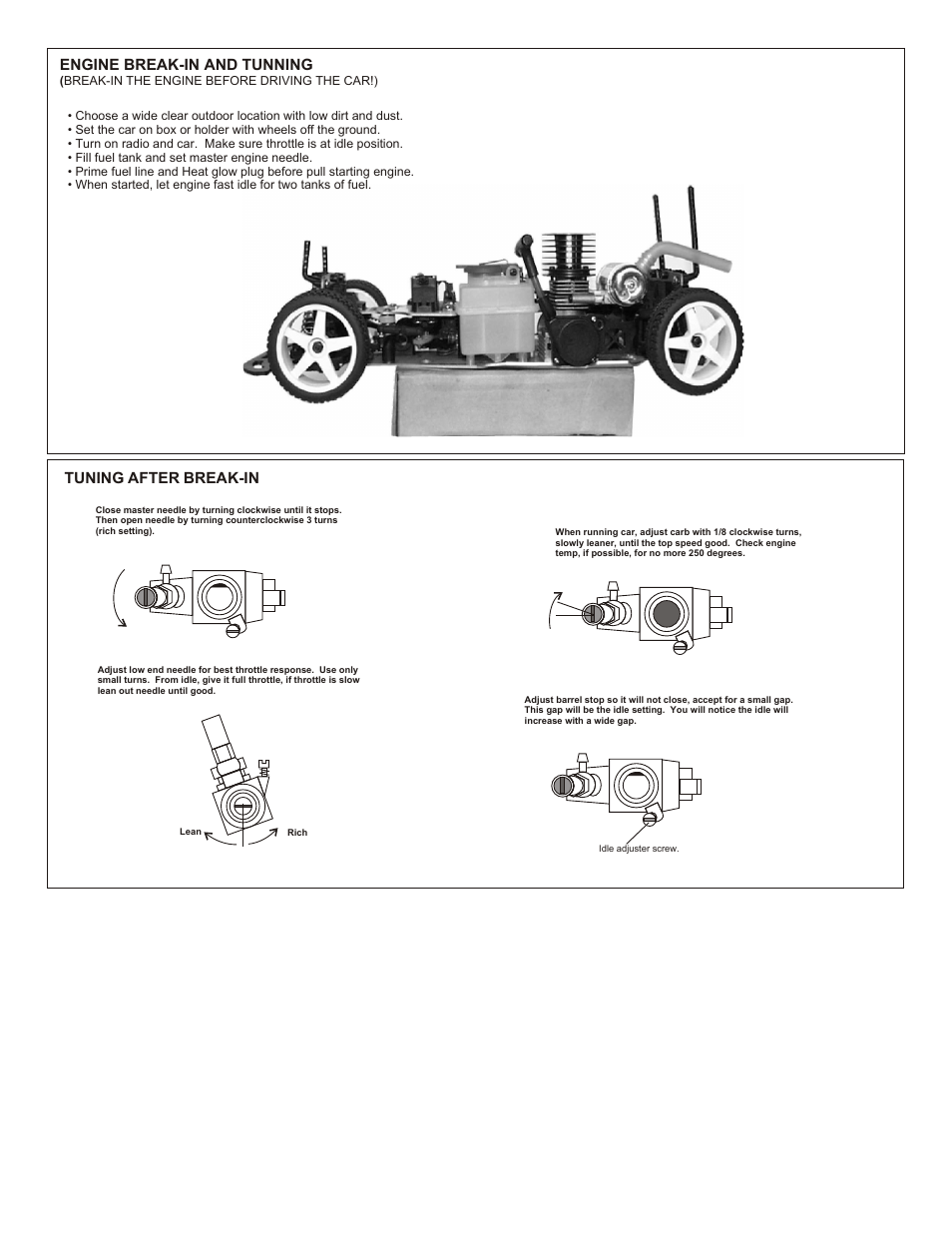 Engine break-in and tunning, Tuning after break-in | OFNA Racing Z-10 User Manual | Page 6 / 6