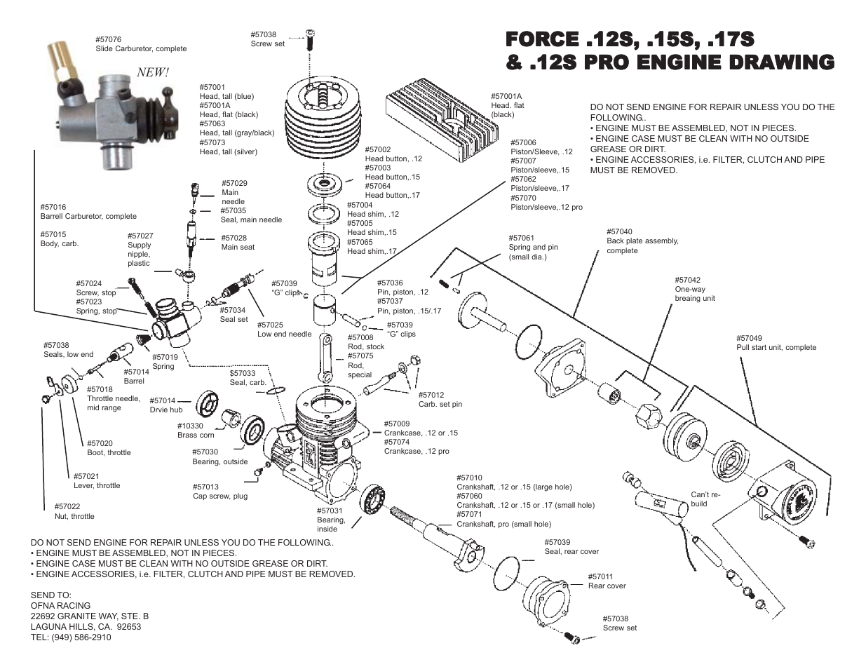 OFNA Racing Force .12 S & .15 S User Manual | 2 pages