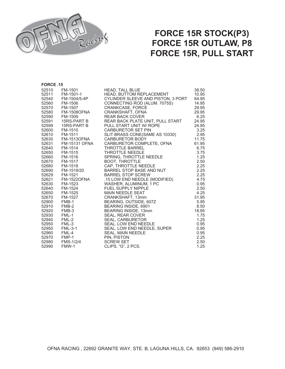 OFNA Racing Force .15 R User Manual | Page 2 / 2
