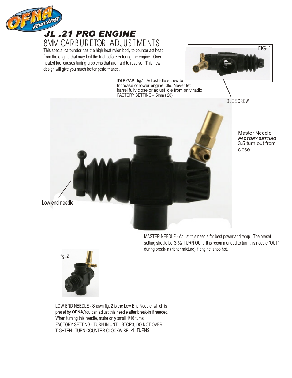 Jl .21 pro engine | OFNA Racing JL .21 Pro User Manual | Page 3 / 3