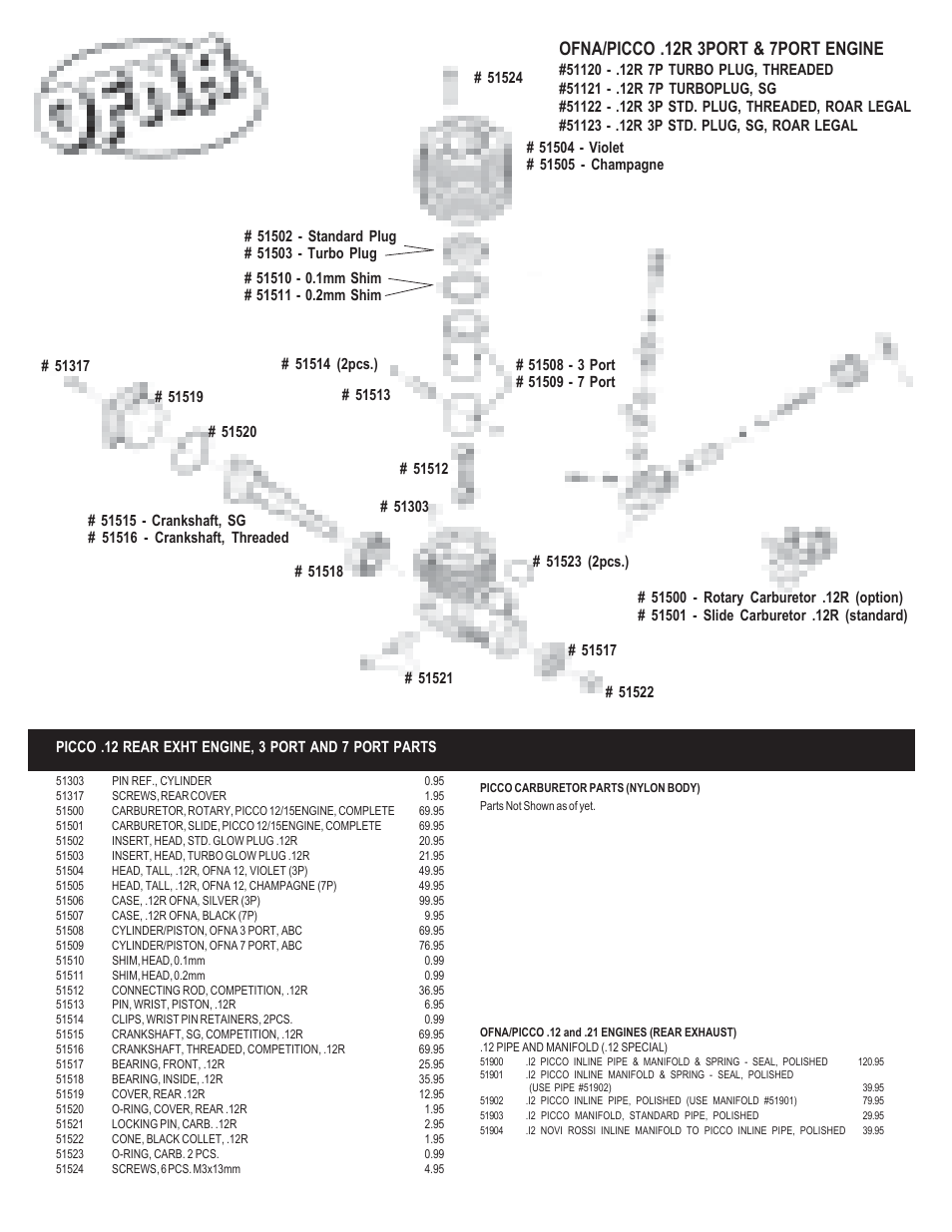 Ofna/picco .12r 3port & 7port engine | OFNA Racing Picco .12 R, 3 or 7 Port User Manual | Page 2 / 4