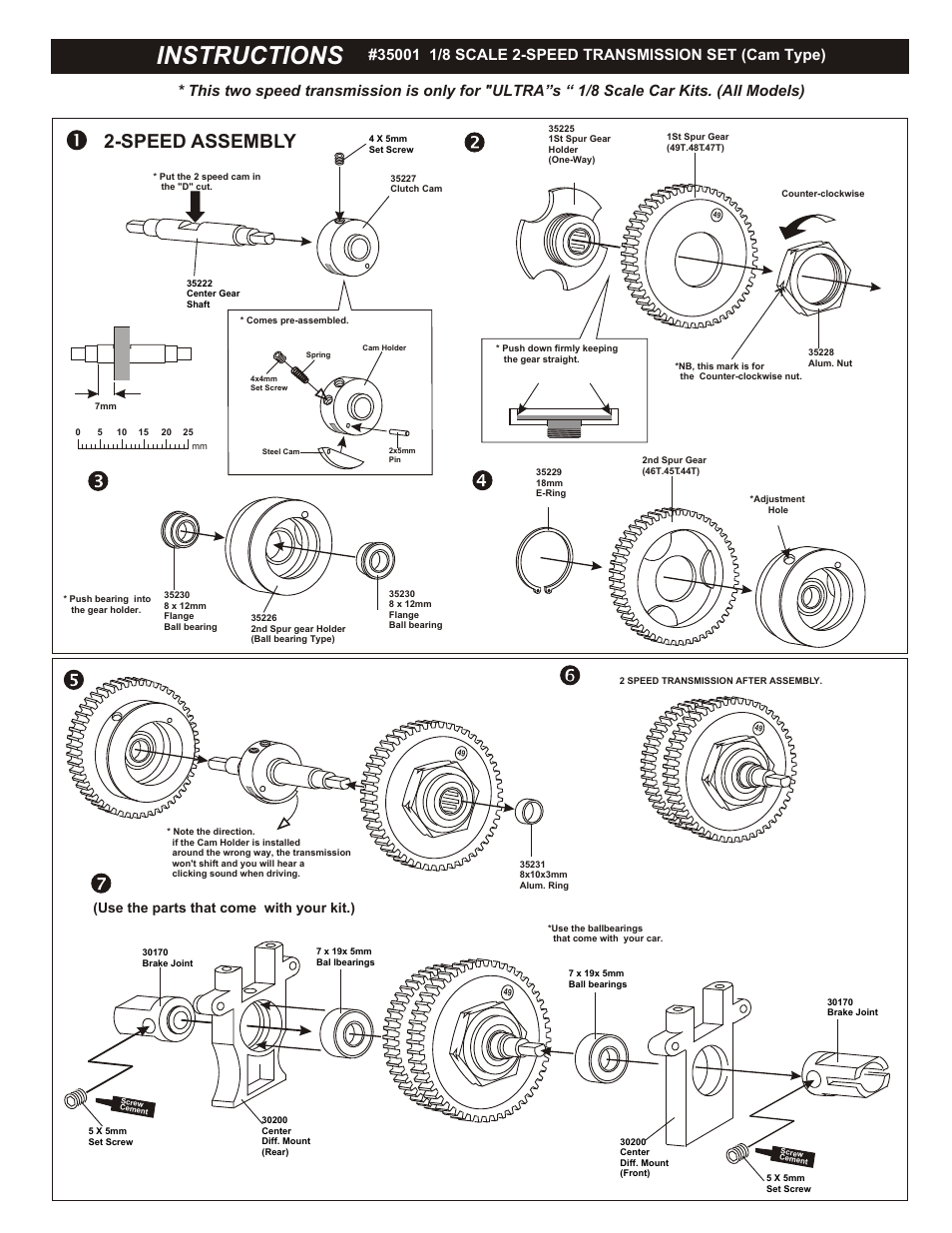 OFNA Racing 2-Speed, Cam User Manual | 3 pages