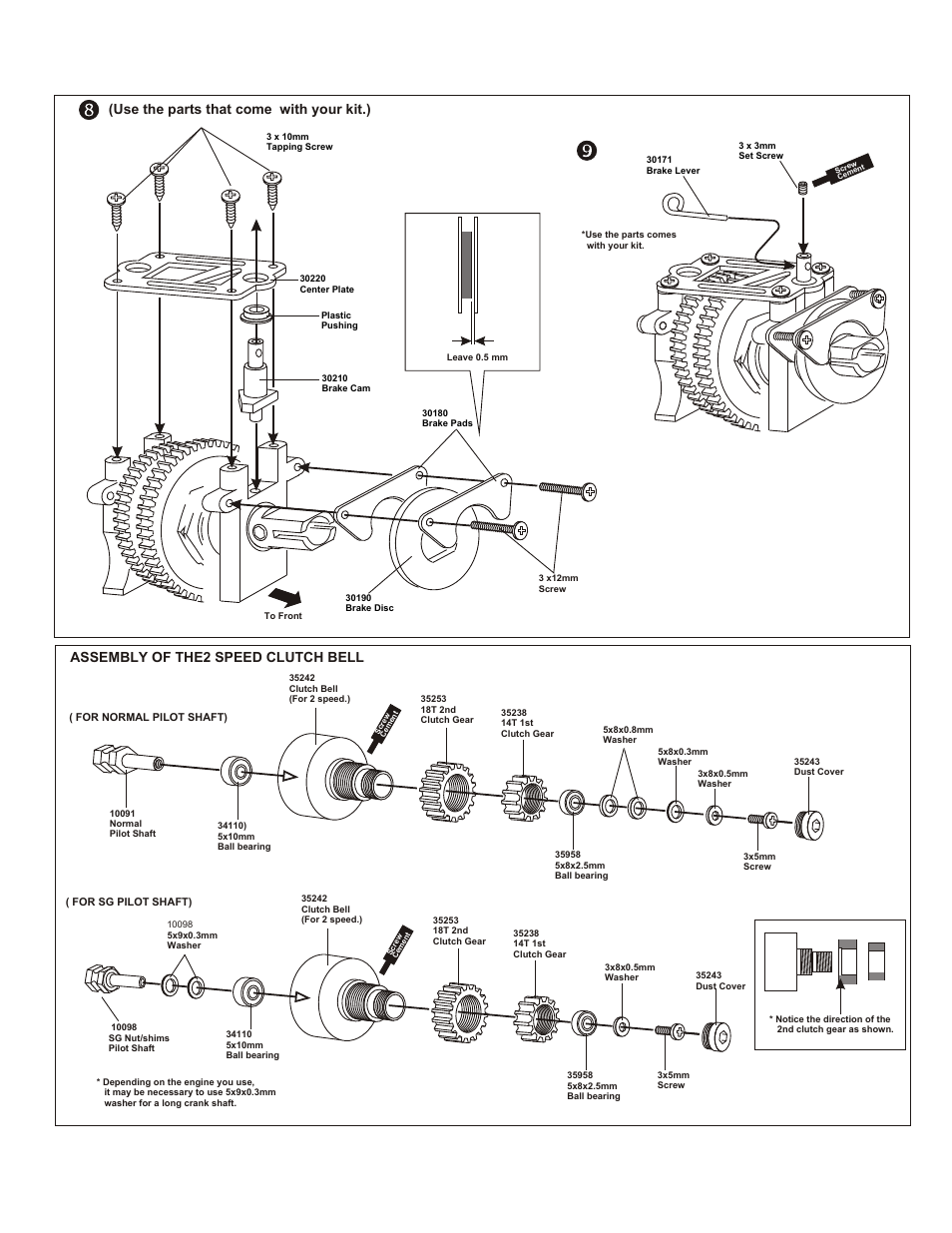 Assembly of the2 speed clutch bell, Use the parts that come with your kit.) | OFNA Racing 2-Speed, Cam User Manual | Page 2 / 3