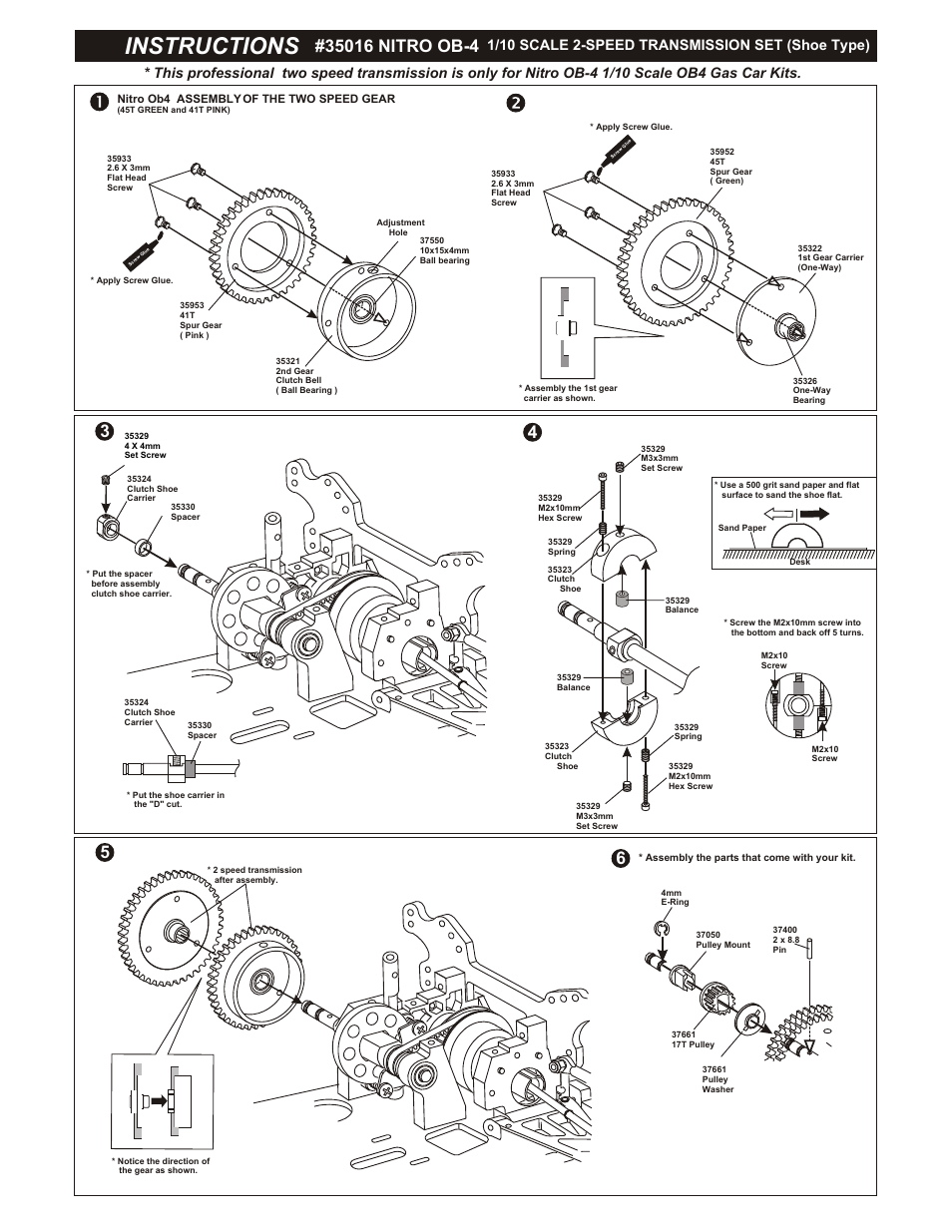 OFNA Racing 2-Speed, Shoe, OB4 1/10th Scale User Manual | 2 pages