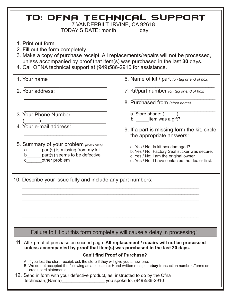 To: ofna technical support | OFNA Racing Ho Bao RTR Radio User Manual | Page 9 / 9