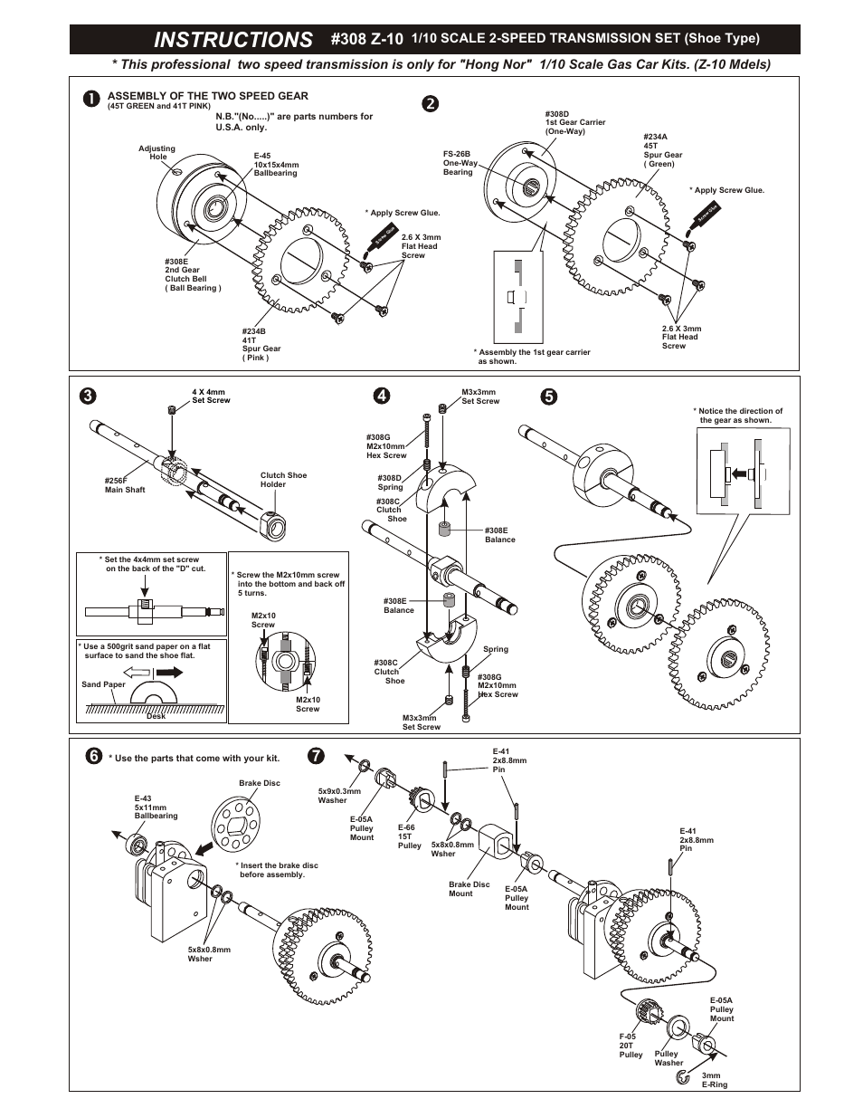 OFNA Racing 2-Speed, Shoe, Z-10 User Manual | 2 pages