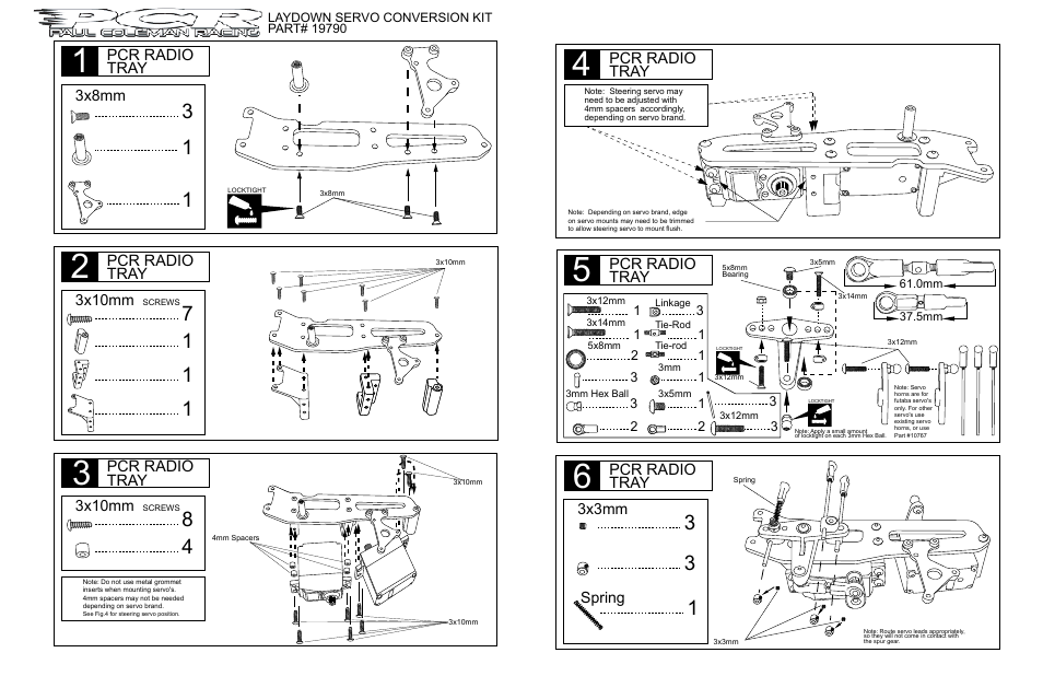 OFNA Racing PCR Laydown Servos User Manual | 1 page