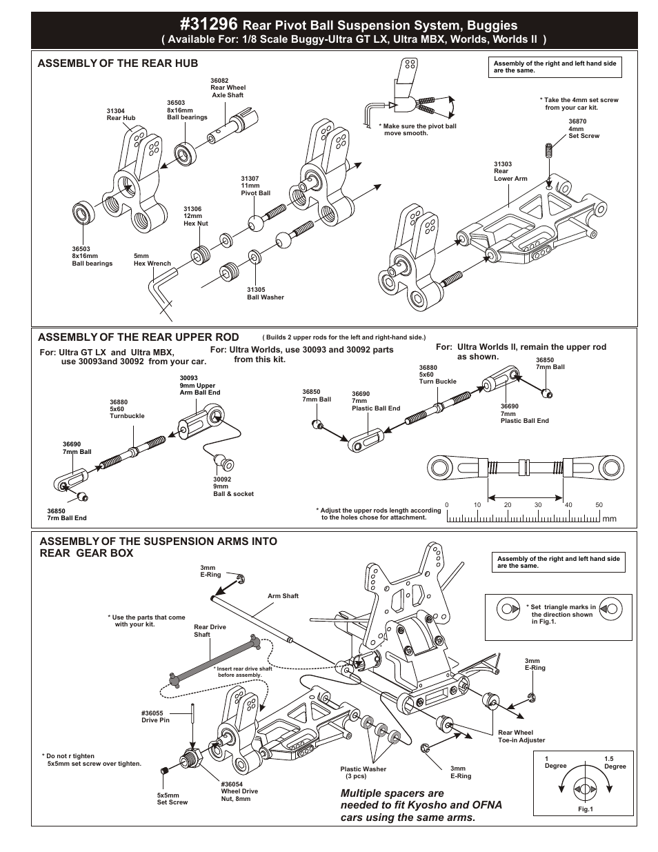 OFNA Racing Buggy Pivot Ball Kit User Manual | 2 pages