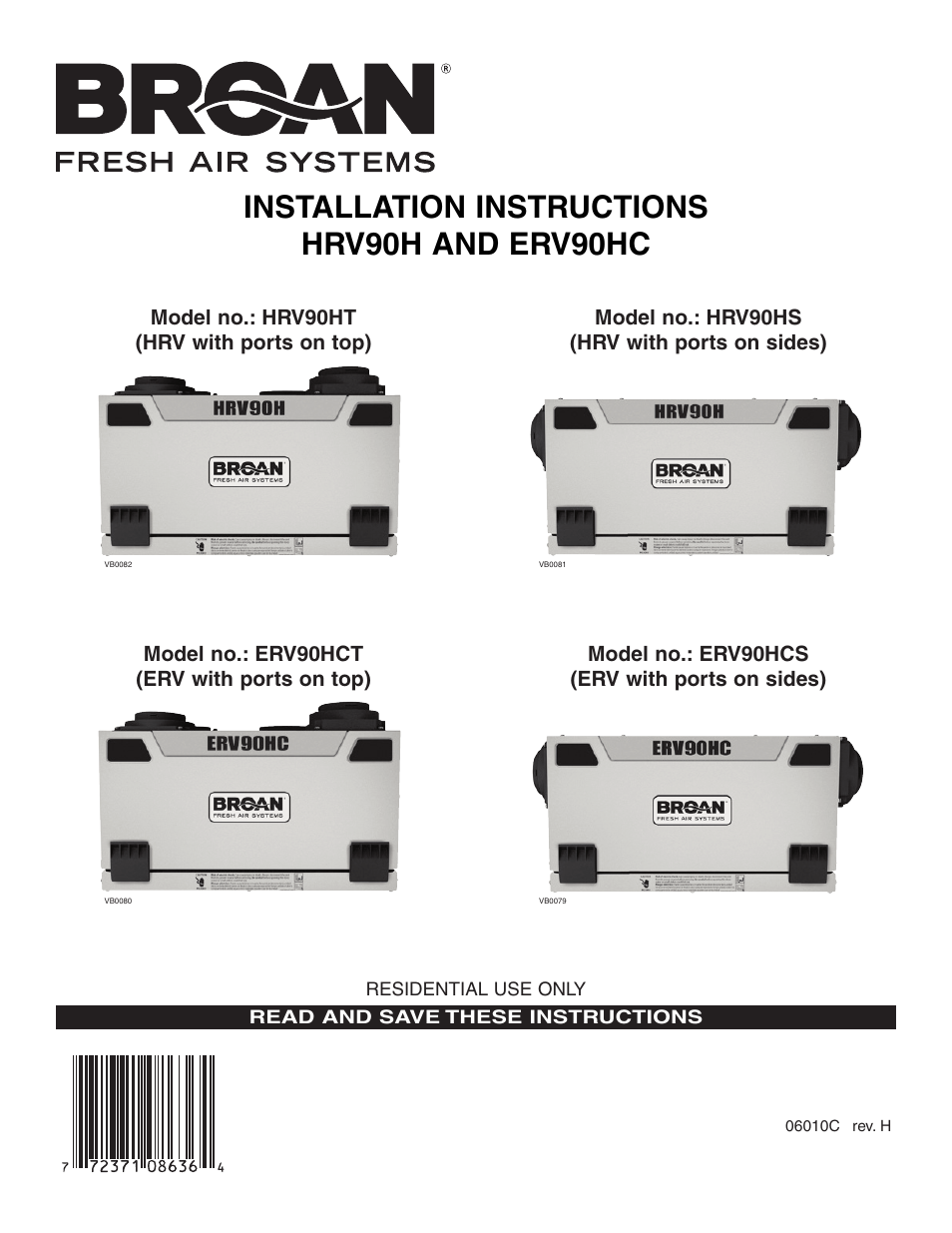 Broan ERV90HCS User Manual | 54 pages