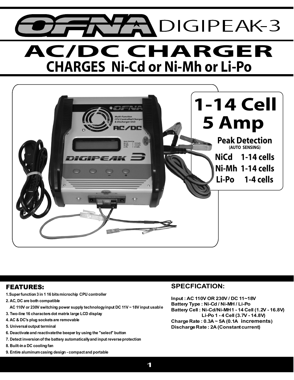 OFNA Racing 91849 DigiPeak 3 User Manual | 7 pages