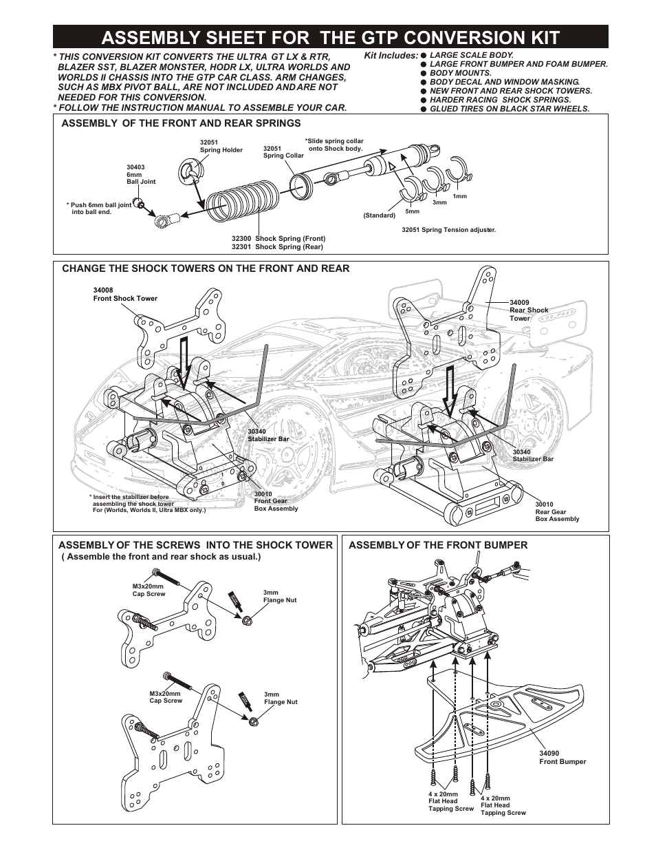 OFNA Racing GTP Conversion Kit User Manual | 6 pages