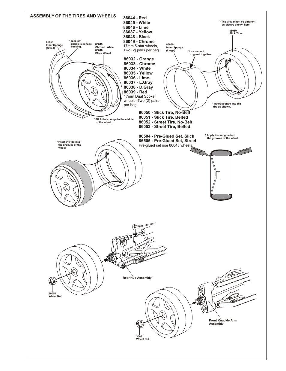 Assembly of the tires and wheels | OFNA Racing GTP Conversion Kit User Manual | Page 5 / 6