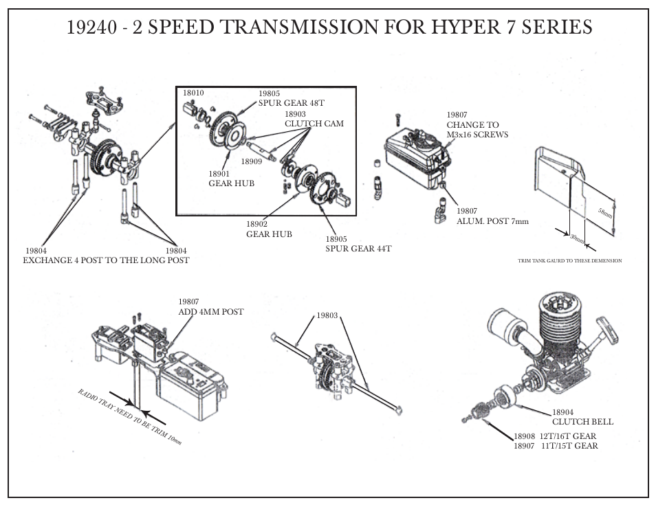 OFNA Racing 19240 - 2-Speed Transmission for Hyper 7 Series User Manual | 1 page