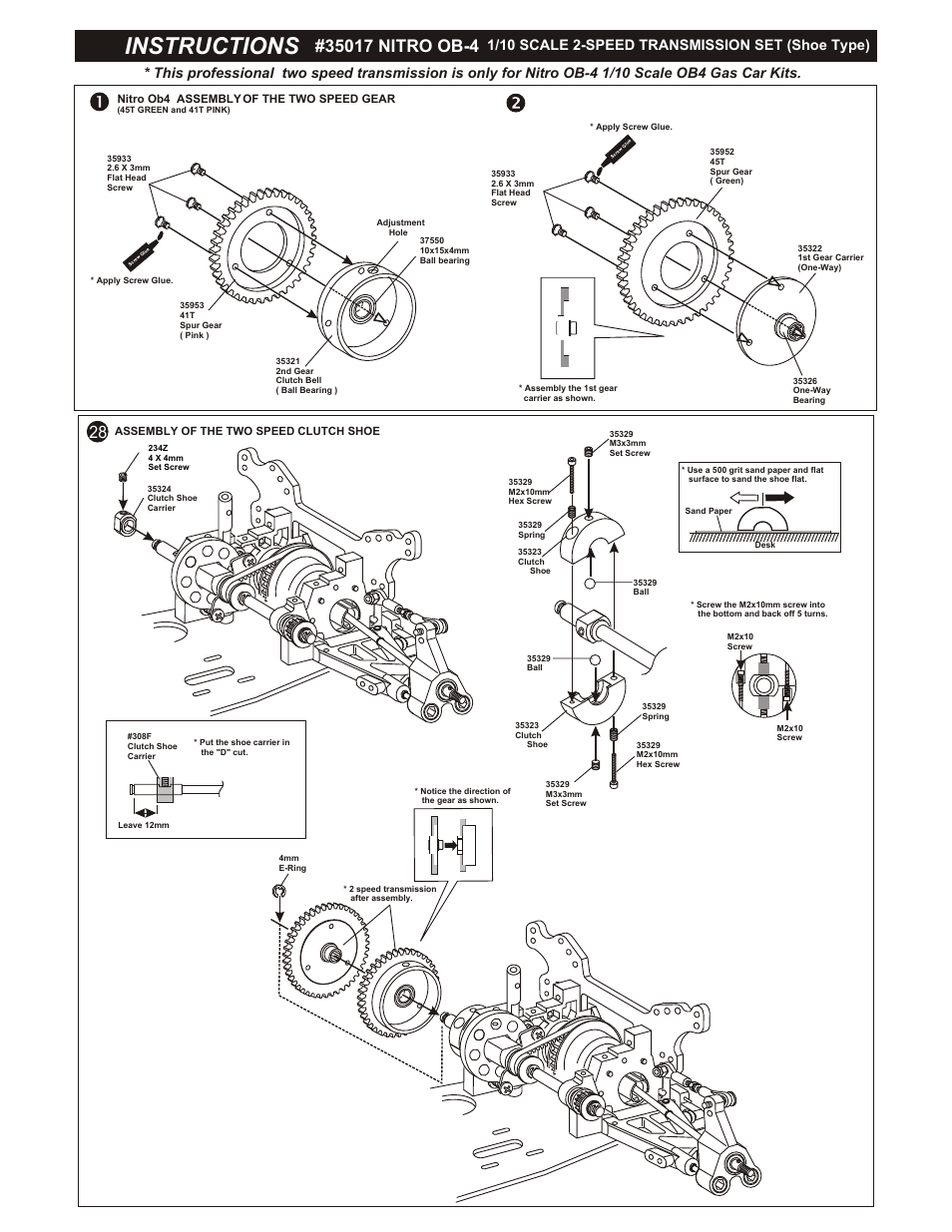 OFNA Racing 2-Speed, Shoe, OB4 Long 1/10th Scale -- 35017 User Manual | 5 pages