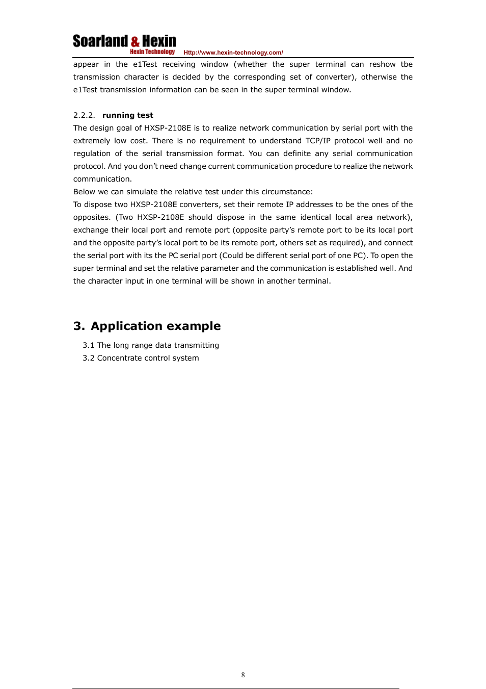 Application example | Hexin Technology HXSP-2108E-C Rackmount RS-485/RS-422 To Ethernet TCP/IP Serial Device Server User Manual | Page 9 / 9