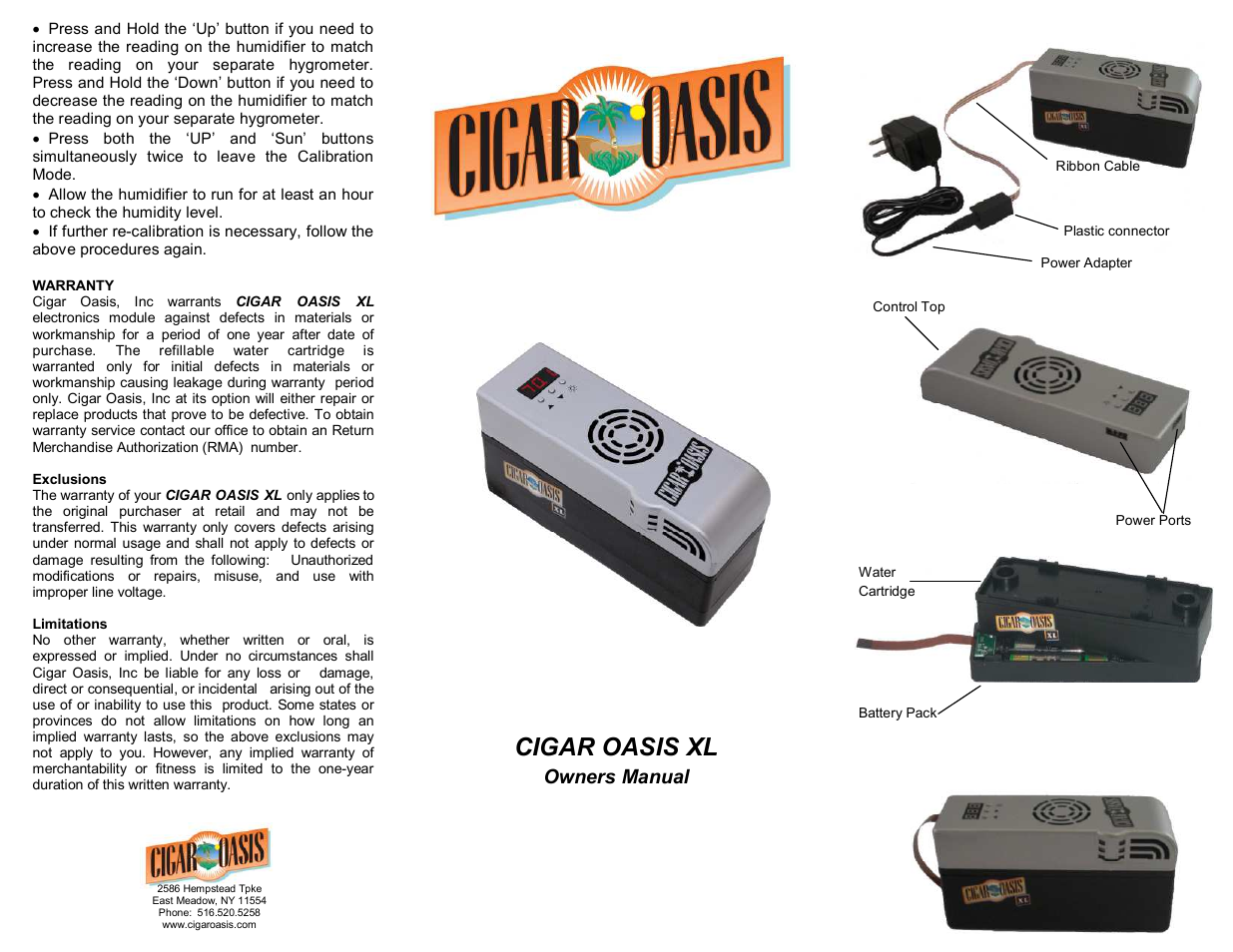 Cigar Oasis XL User Manual | 2 pages