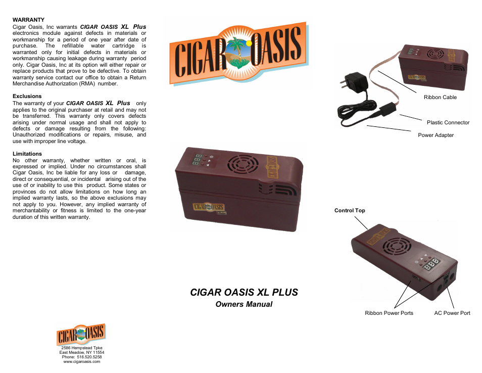 Cigar Oasis XL Plus User Manual | 2 pages