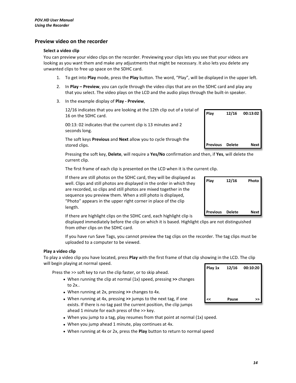 Preview video on the recorder | V.I.O. POV.HD User Manual User Manual | Page 17 / 47