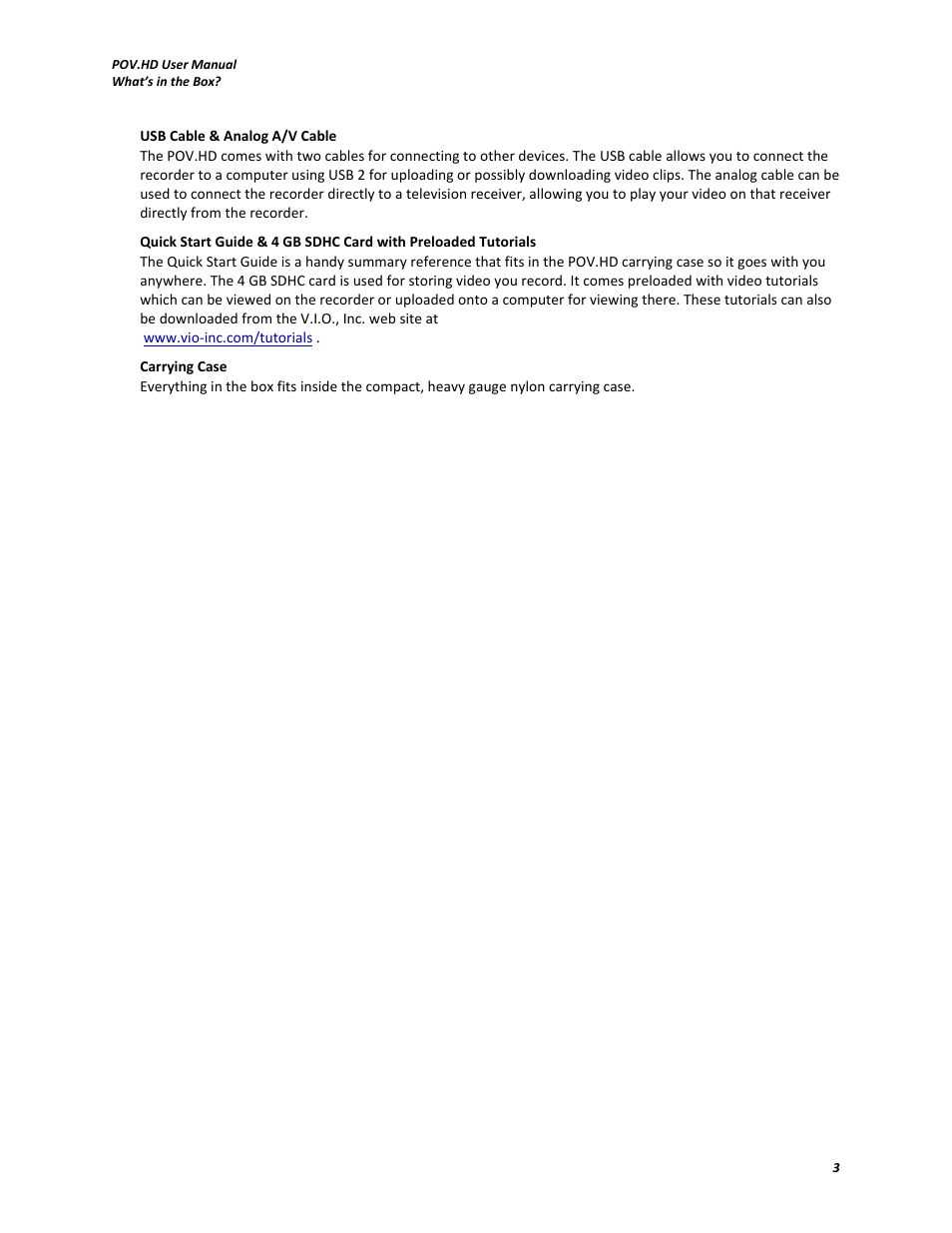 V.I.O. POV.HD User Manual User Manual | Page 6 / 47