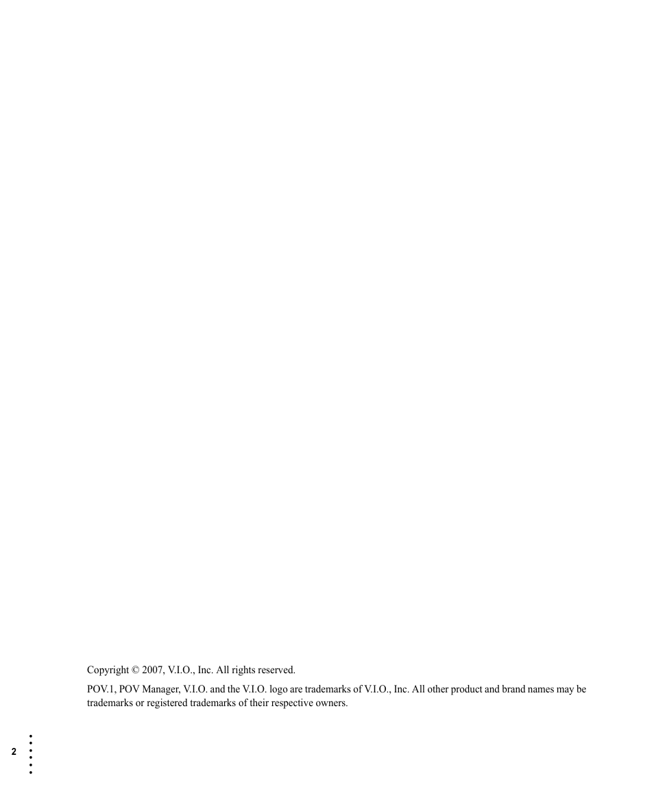 V.I.O. POV.1 User Manual | Page 2 / 74