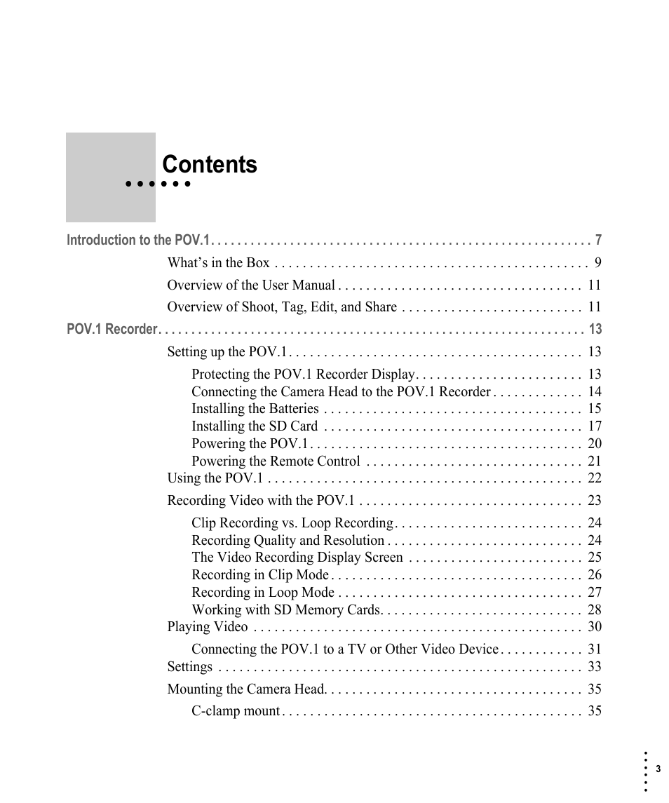 V.I.O. POV.1 User Manual | Page 3 / 74