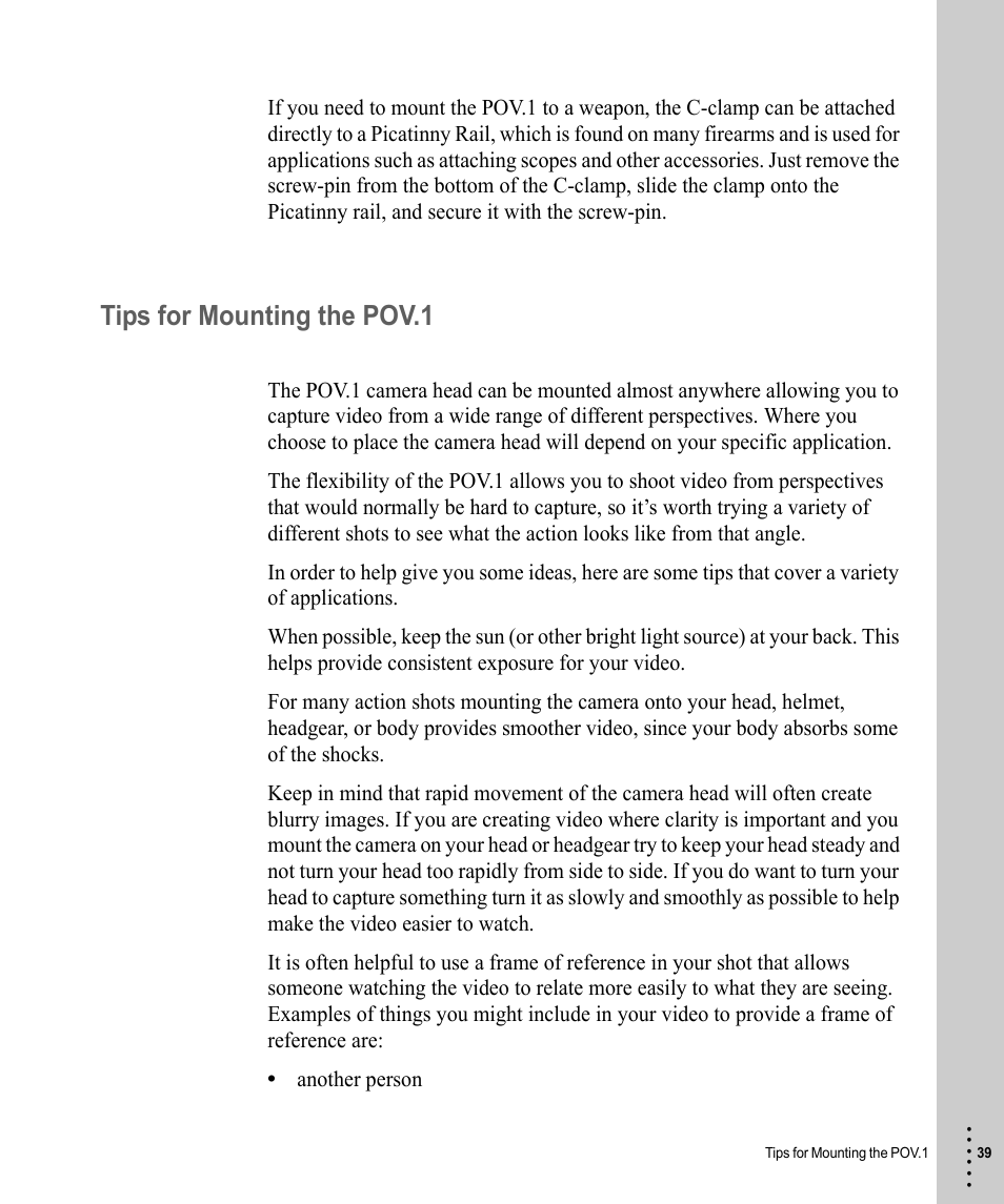 Tips for mounting the pov.1 | V.I.O. POV.1 User Manual | Page 39 / 74