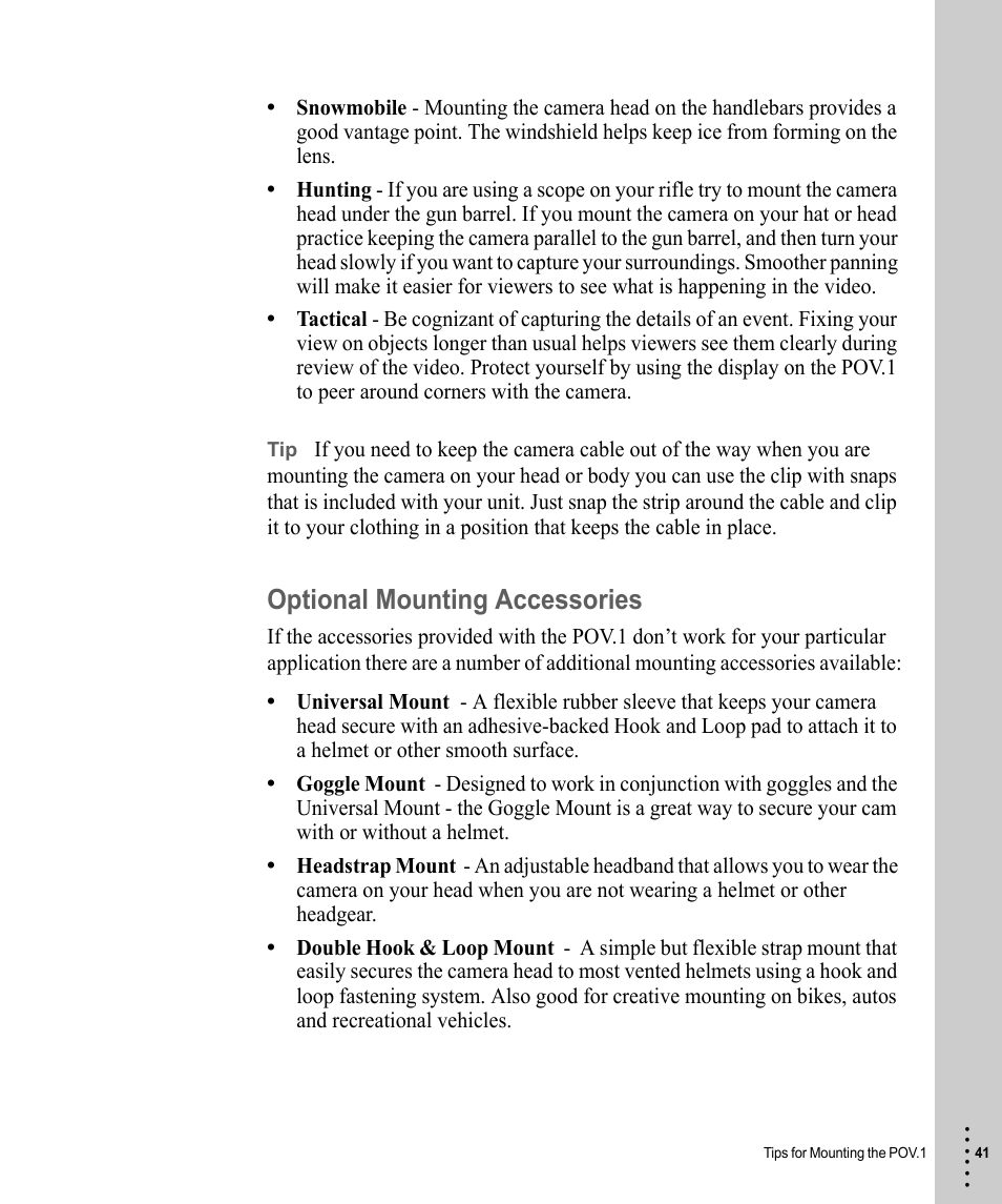 Optional mounting accessories | V.I.O. POV.1 User Manual | Page 41 / 74
