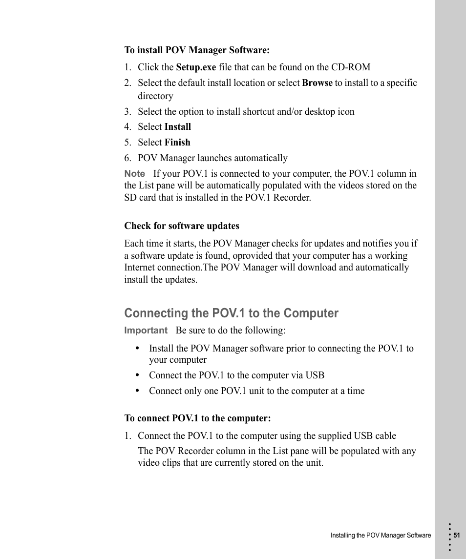 Connecting the pov.1 to the computer | V.I.O. POV.1 User Manual | Page 51 / 74