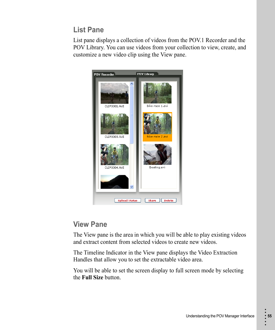 List pane, View pane, List pane view pane | V.I.O. POV.1 User Manual | Page 55 / 74