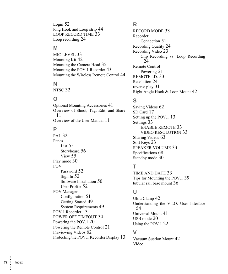 V.I.O. POV.1 User Manual | Page 72 / 74
