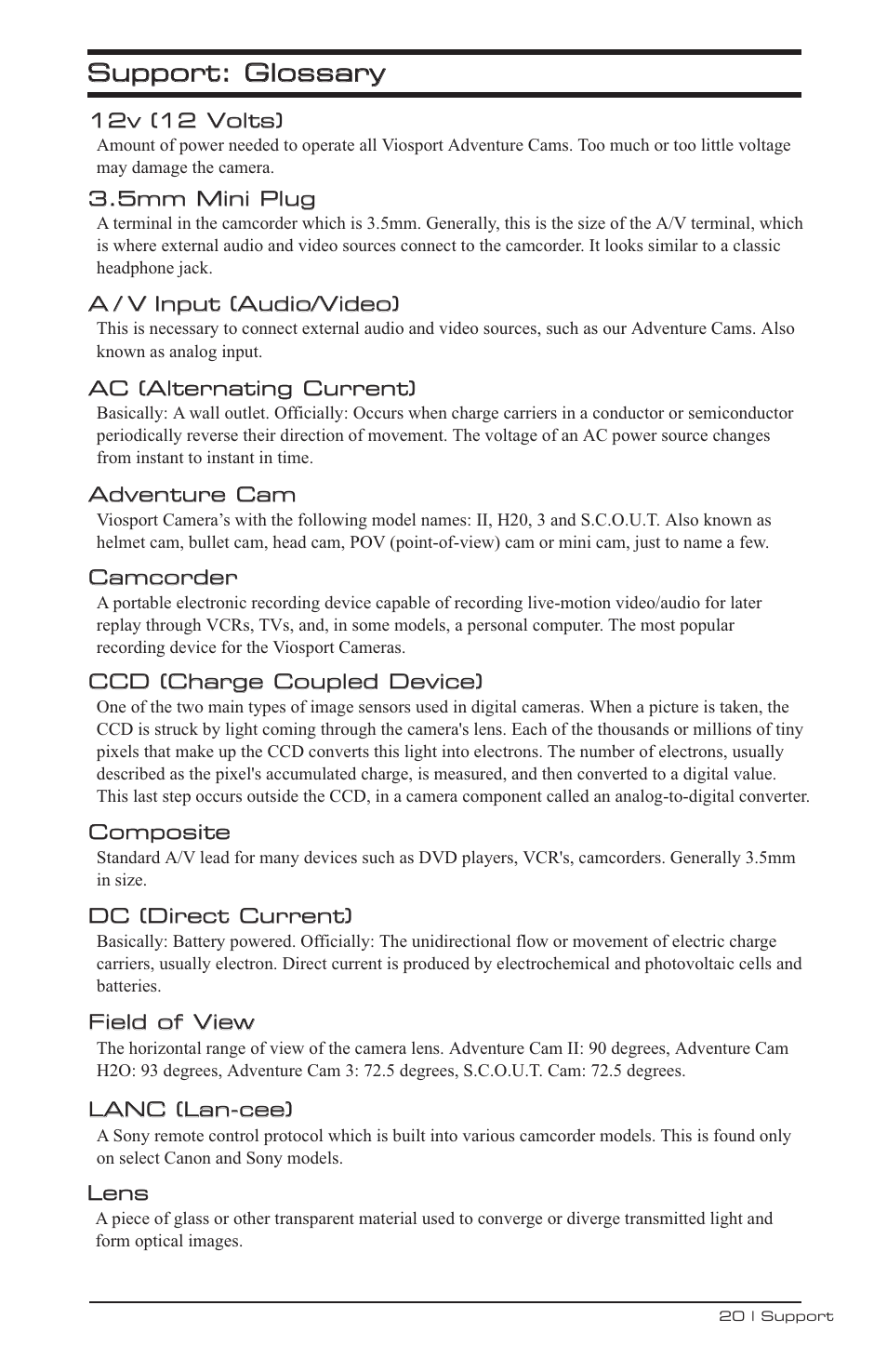 V.I.O. Adventure Cam User Manual | Page 21 / 26