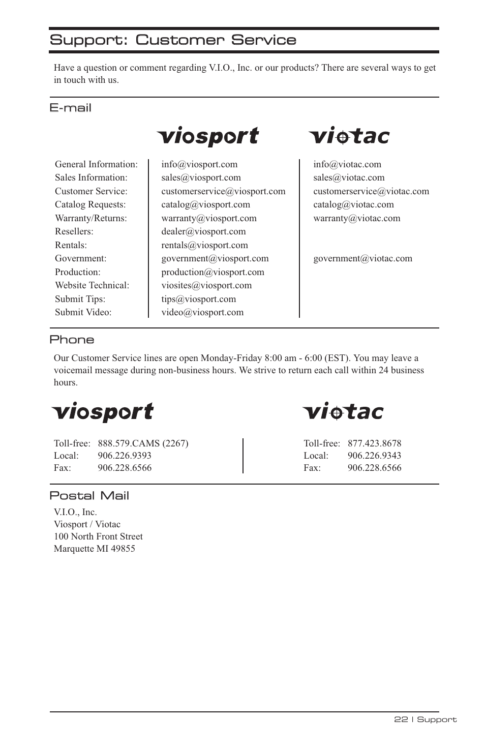 V.I.O. Adventure Cam User Manual | Page 23 / 26