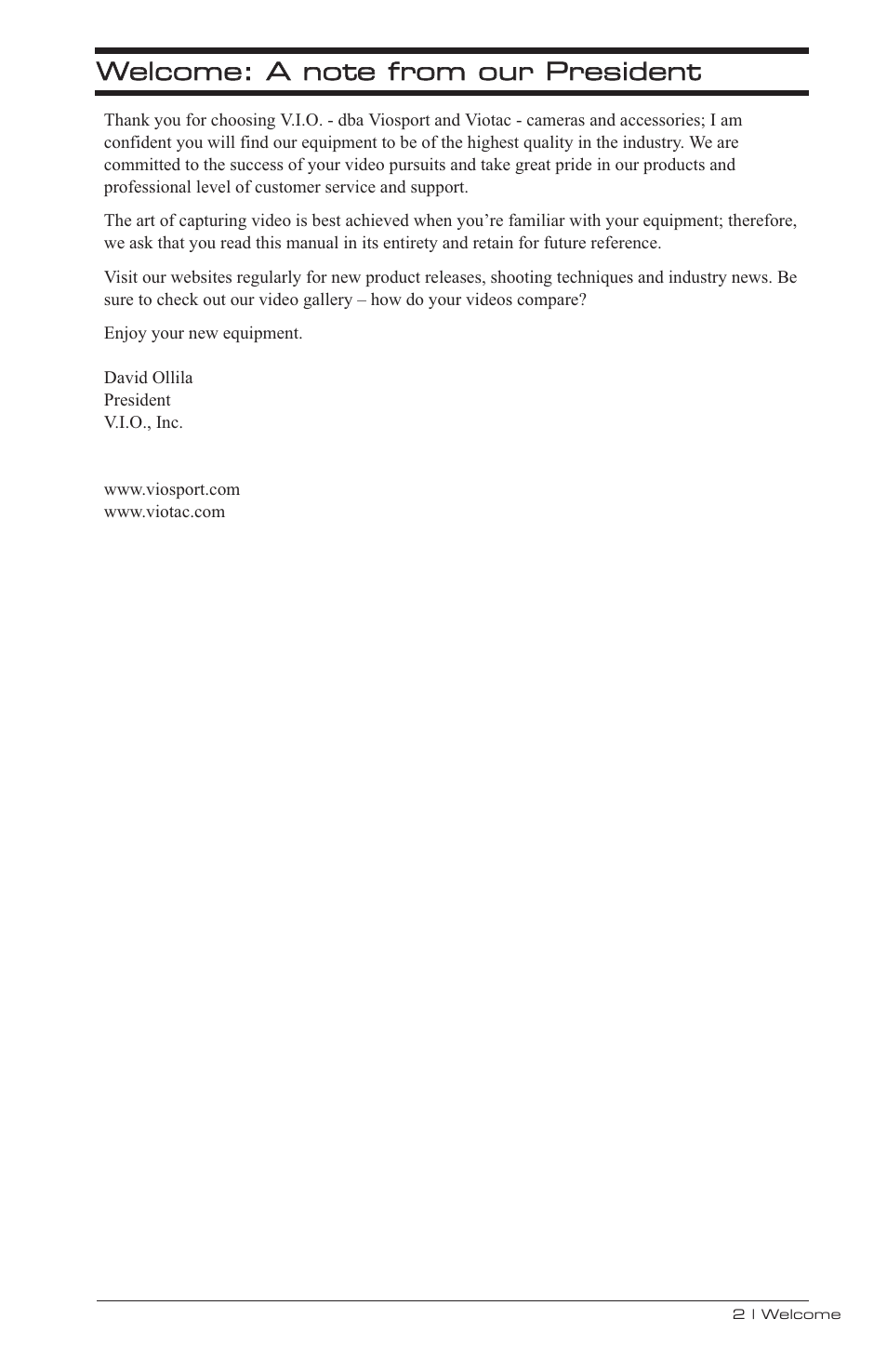 V.I.O. Adventure Cam User Manual | Page 3 / 26