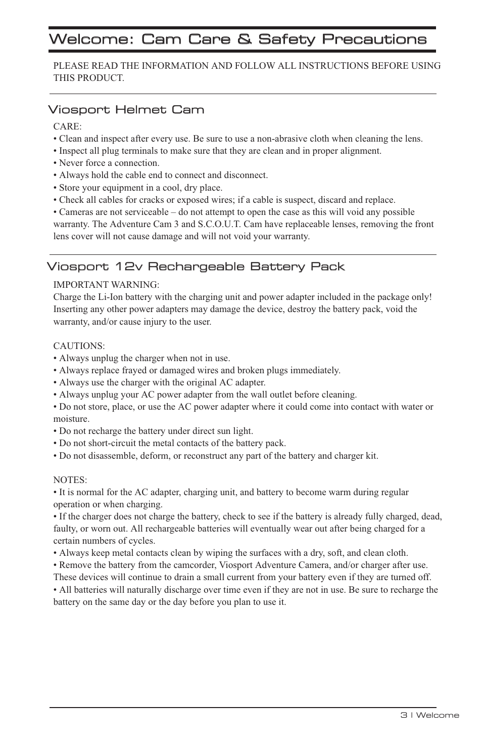 V.I.O. Adventure Cam User Manual | Page 4 / 26