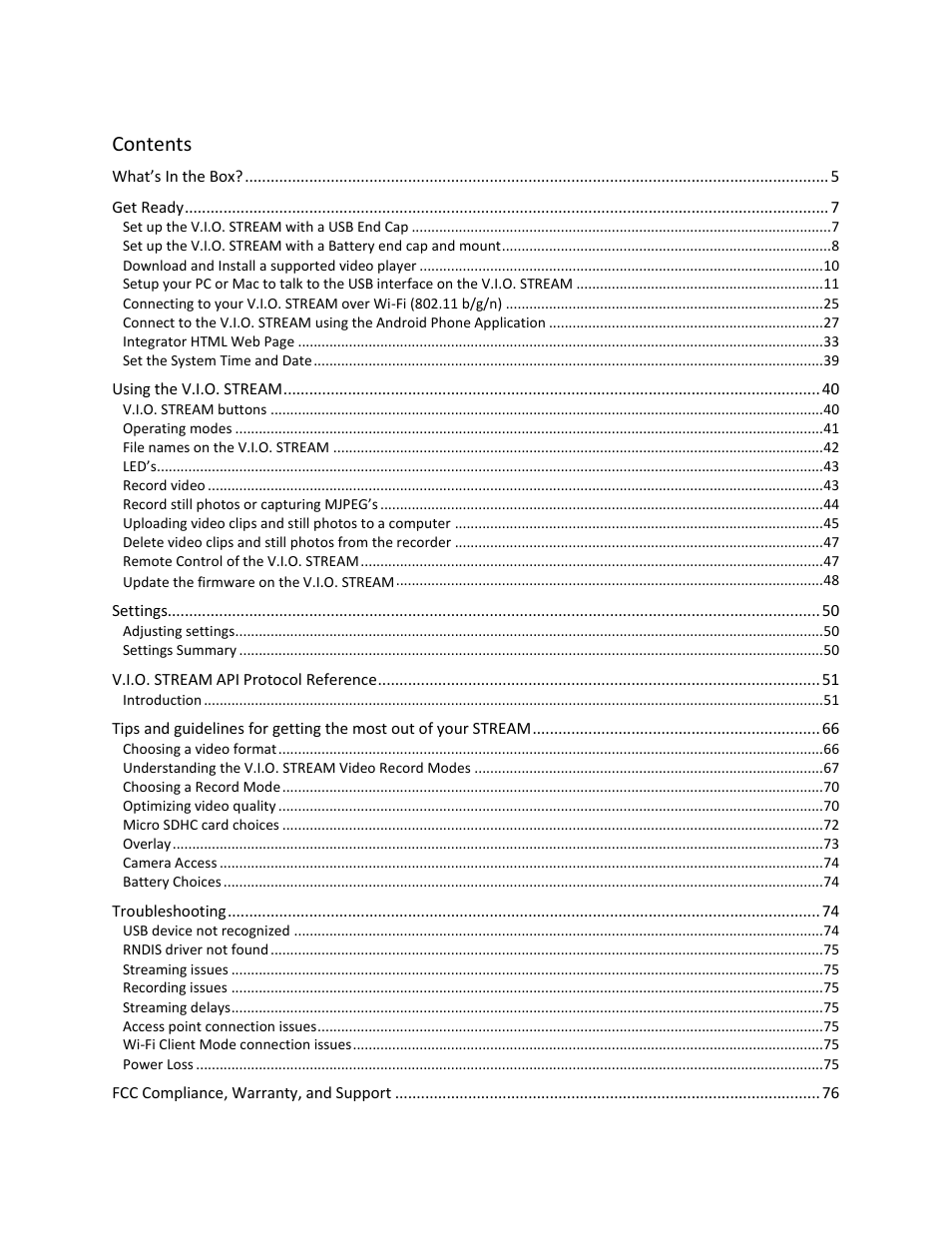 V.I.O. Stream User Manual | Page 3 / 77
