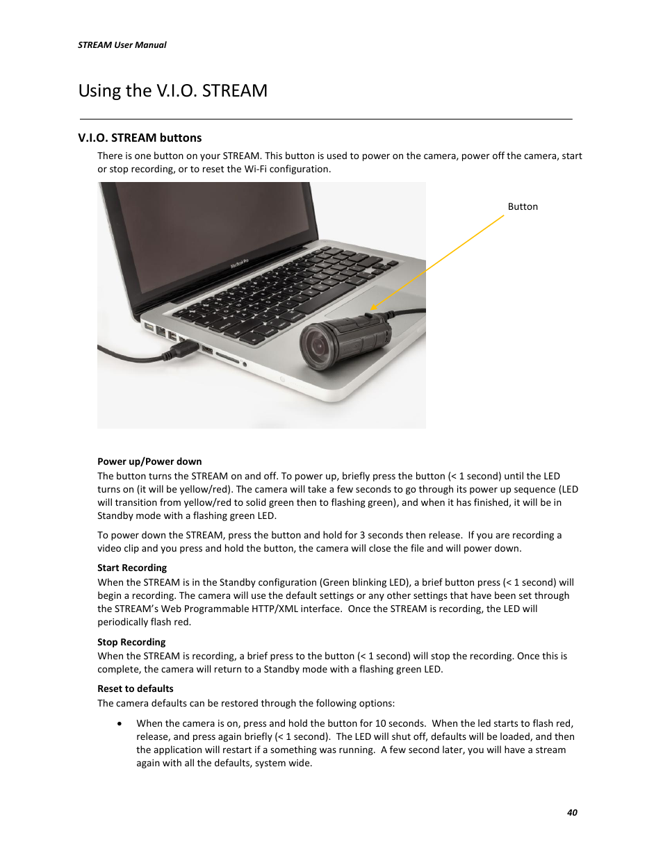 Using the v.i.o. stream | V.I.O. Stream User Manual | Page 40 / 77