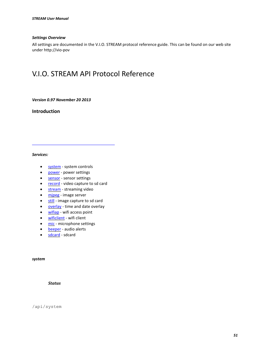 V.i.o. stream api protocol reference | V.I.O. Stream User Manual | Page 51 / 77
