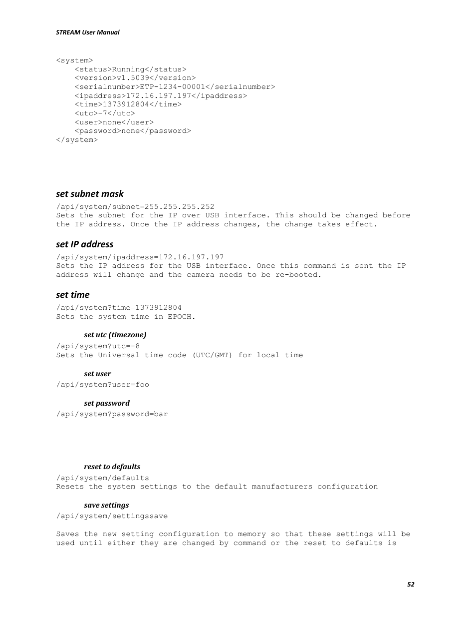 Set subnet mask, Set ip address, Set time | V.I.O. Stream User Manual | Page 52 / 77