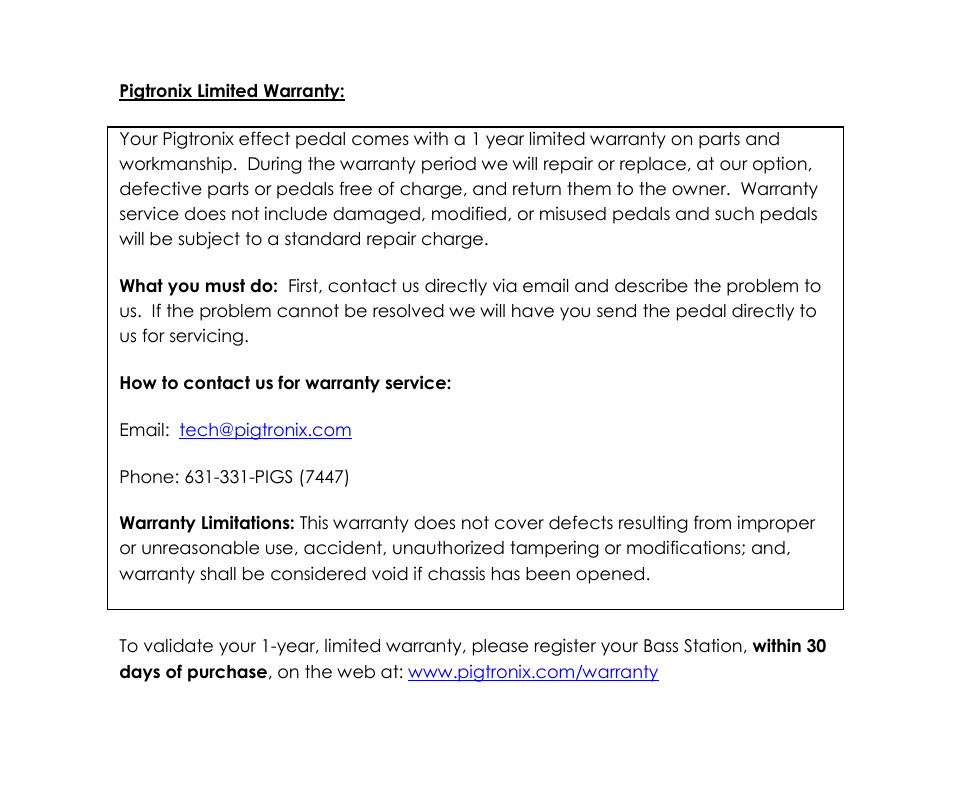 Pigtronix Bass Station User Manual | Page 3 / 3