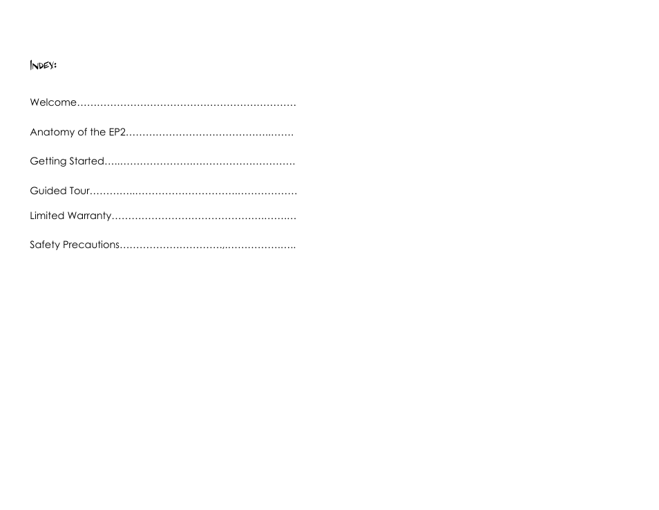 Index | Pigtronix Envelope Phaser II User Manual | Page 2 / 10