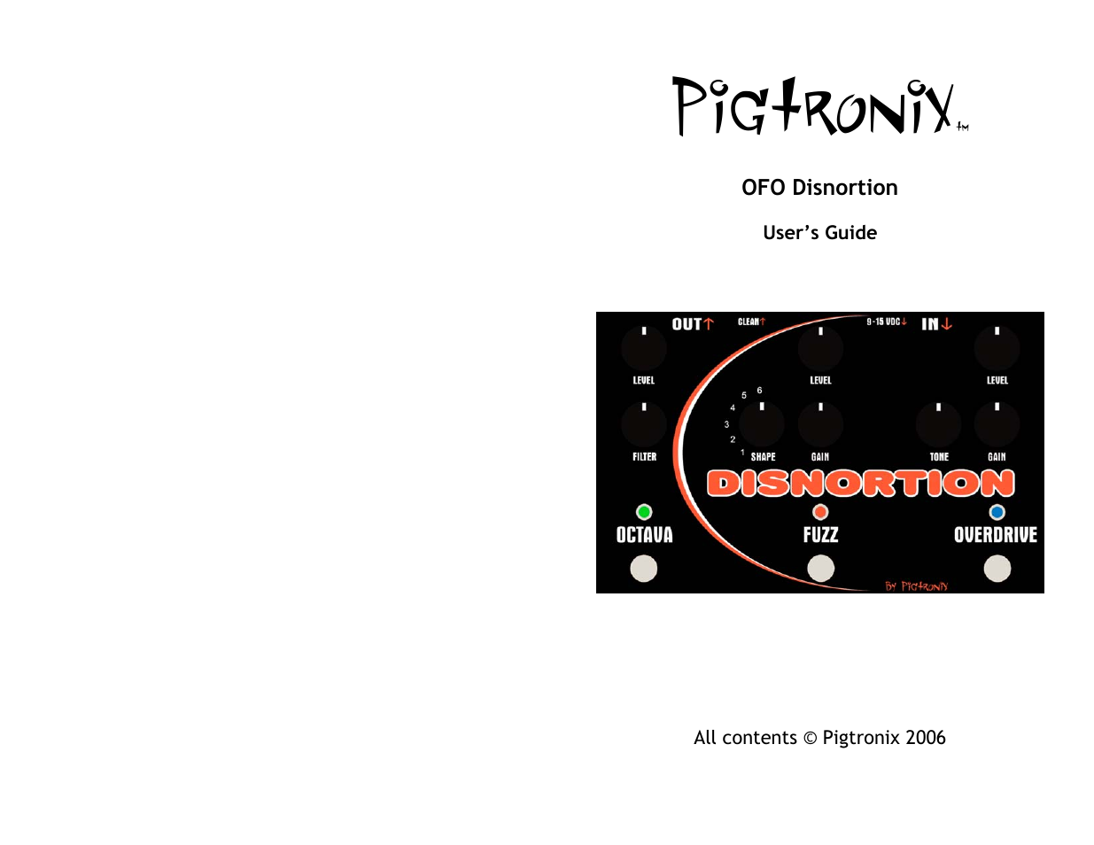 Pigtronix OFO-Disnortion User Manual | 11 pages