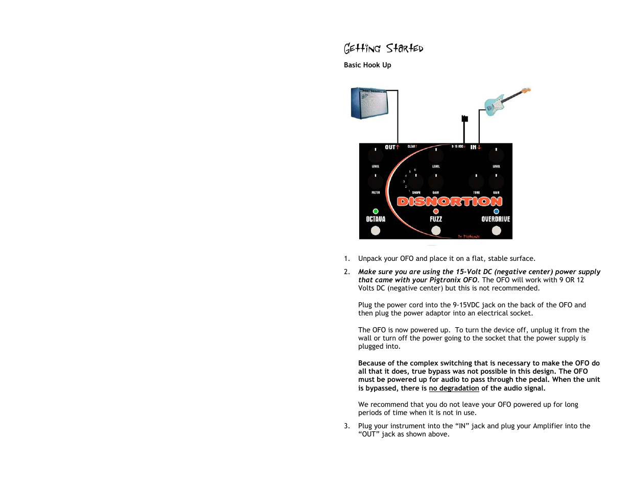 Getting started | Pigtronix OFO-Disnortion User Manual | Page 6 / 11