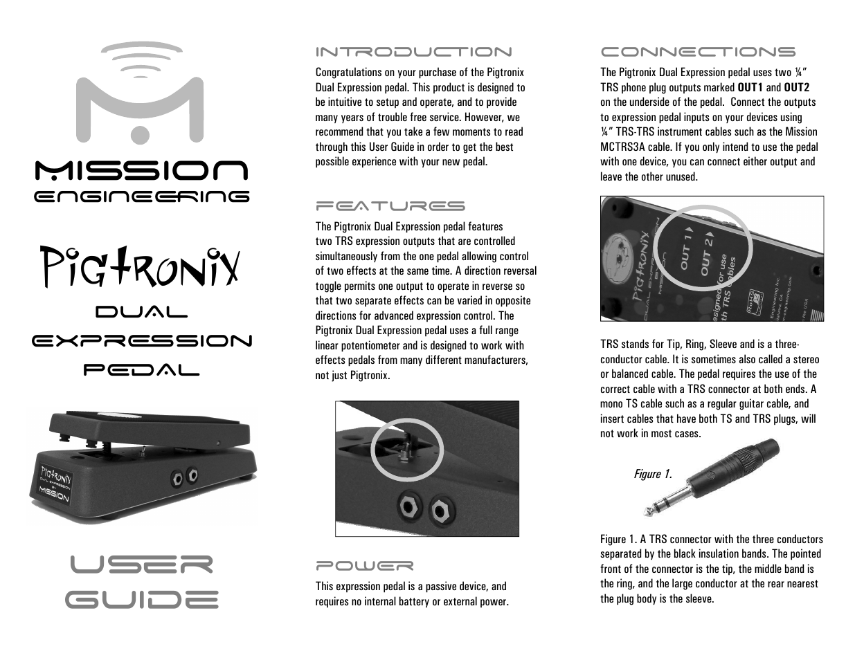 Pigtronix Dual Expression pedal User Manual | 2 pages