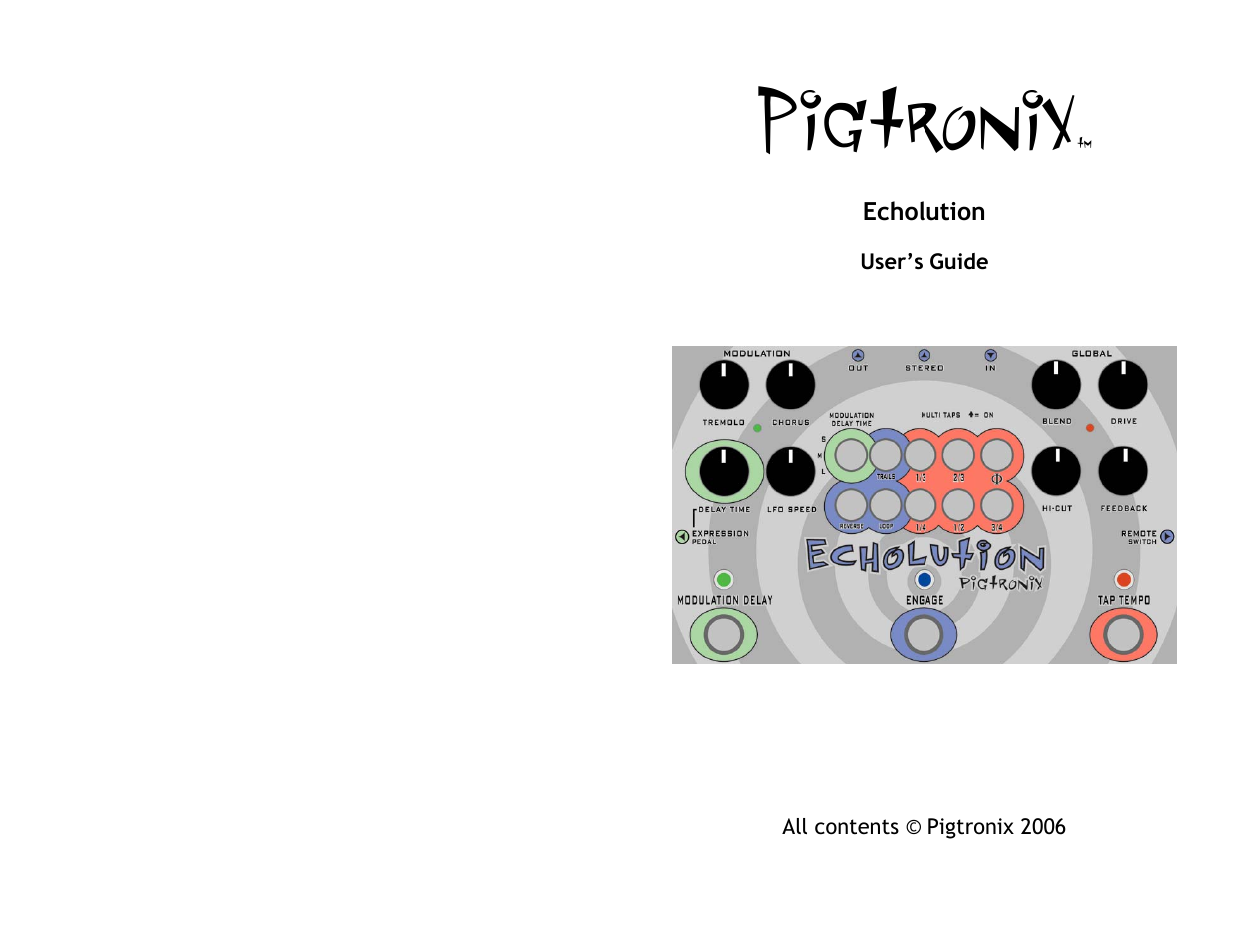 Pigtronix Echolution Chrome User Manual | 20 pages