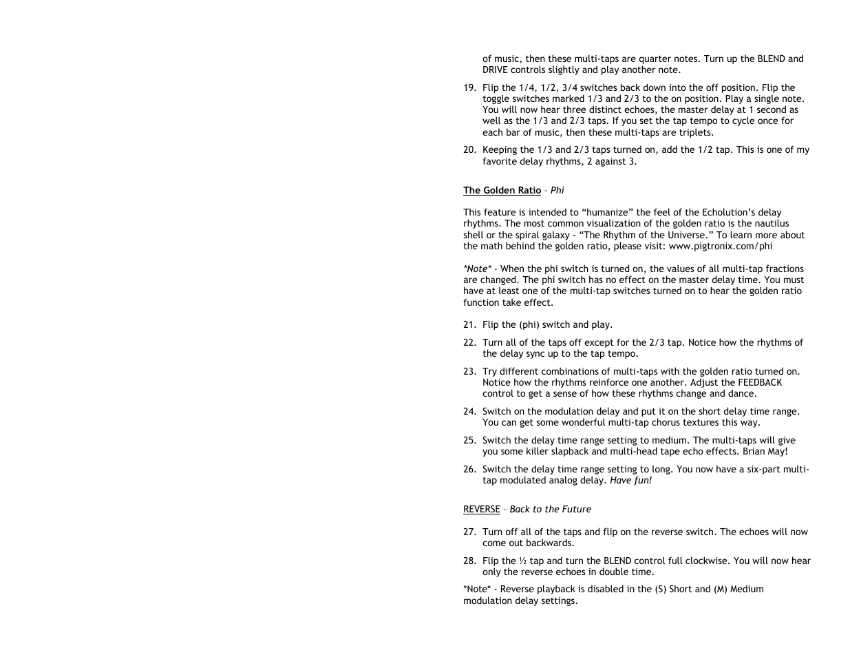Pigtronix Echolution Chrome User Manual | Page 10 / 20