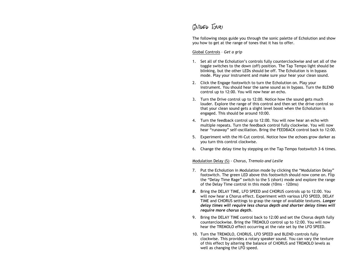Guided tour | Pigtronix Echolution Chrome User Manual | Page 8 / 20