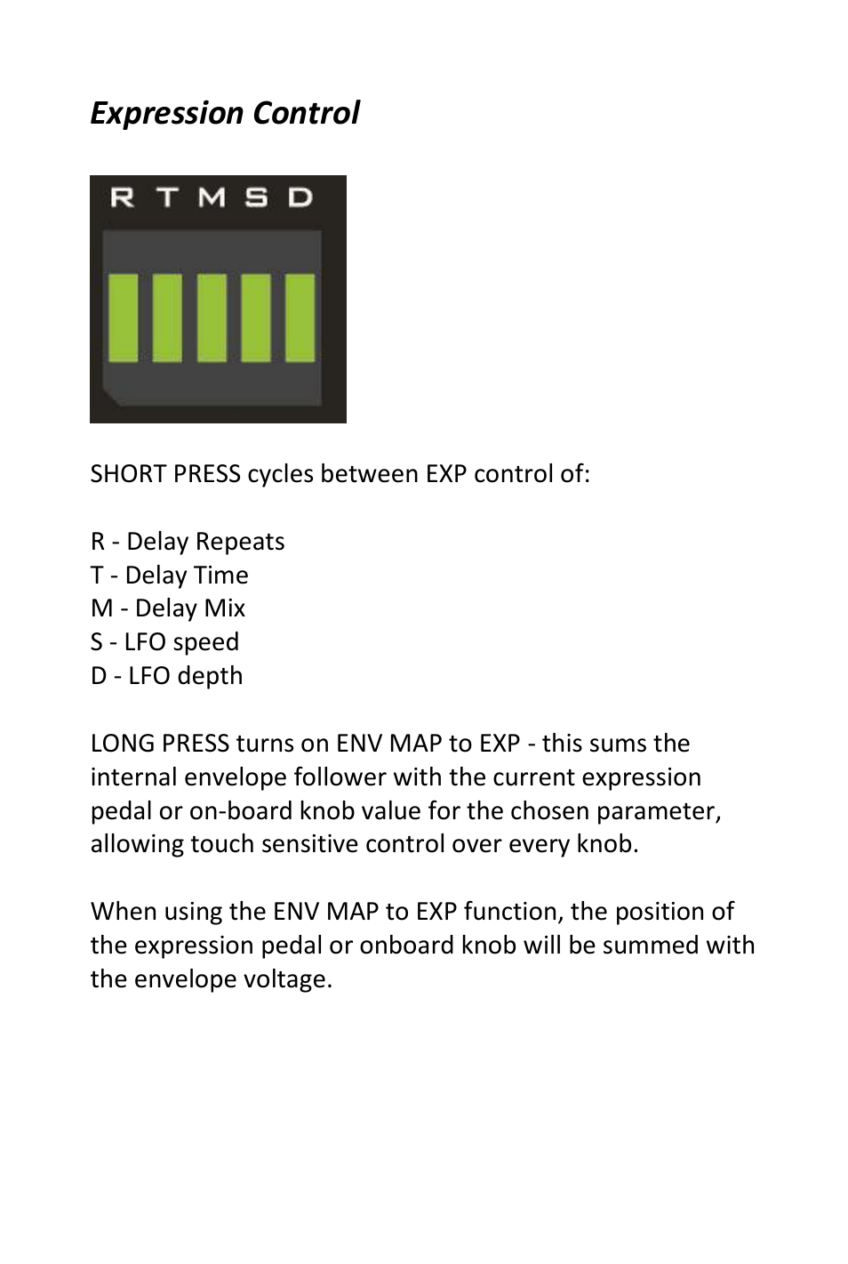 Expression control | Pigtronix Echolution-2 Deluxe User Manual | Page 14 / 24